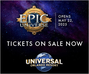advertisement for universal epic universe with a galaxy background. text reads: "opens may 22, 2025. tickets on sale now." universal orlando resort logo at the bottom.