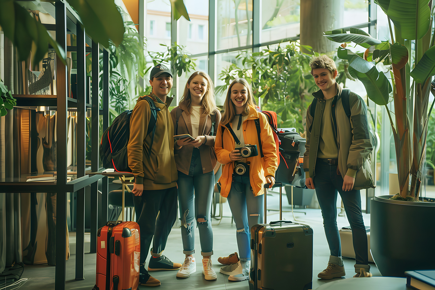 young travelers checking into a modern hotel group travel agents 0428 1