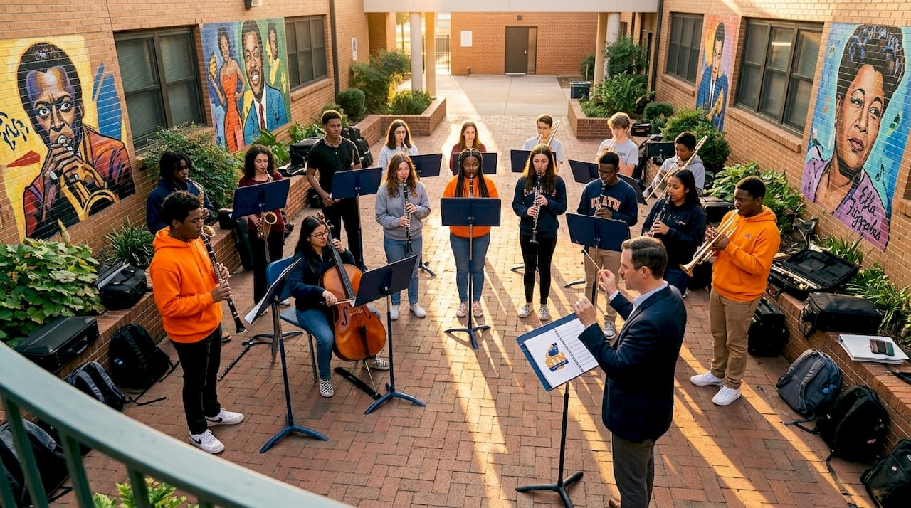 1778203891243_students-rehearsing-music-in-school-auditorium students rehearsing music in school auditorium