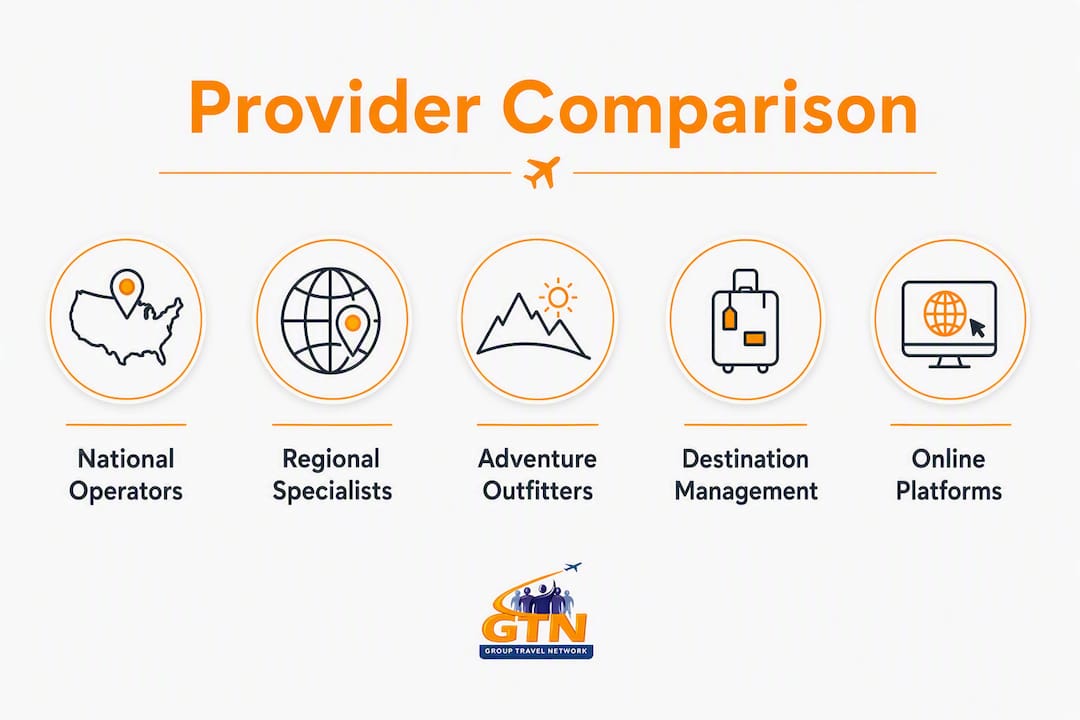 best southwesterntravel.com alternatives for groups in 2026 1 infographic comparing group travel provider categories